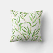 白色のユーカリ水彩模様 クッション (裏面)