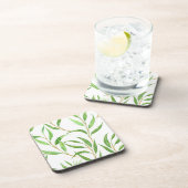 白色のユーカリ水彩模様 コースター (右側)