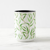 白色のユーカリ水彩模様 マグカップ (中央)