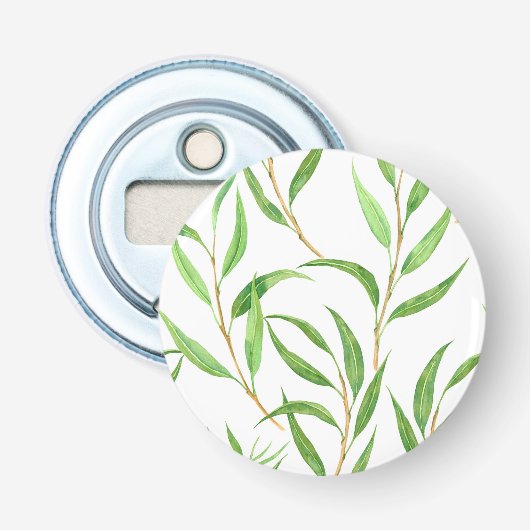 白色のユーカリ水彩模様 栓抜き (正面)