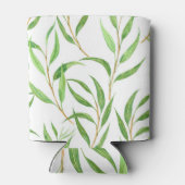 白色のユーカリ水彩模様 缶クーラー (裏面)