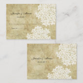 白色のヴィンテージフローラシーティングカード プレイスカード (正面/裏面)