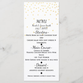 白色の小さな金ゴールド紙吹雪エレガントメニューカード メニュー