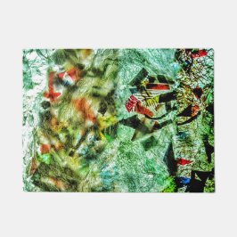 白色の抽象芸術再生プラスチックのモチーフを整形 ドアマット