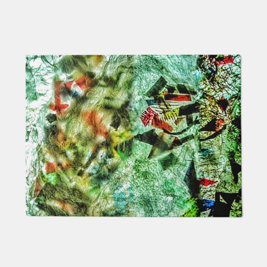 白色の抽象芸術再生プラスチックのモチーフを整形 ドアマット (正面)