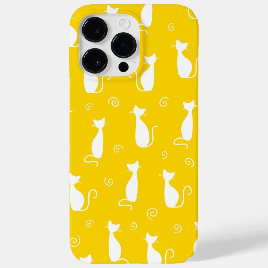 白色の猫柄の黄色 Case-Mate iPhoneケース (裏面)
