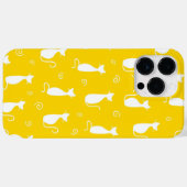 白色の猫柄の黄色 Case-Mate iPhoneケース (裏面 (横))