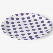 白色の紫外線水玉模様 ペーパープレート (アングル)