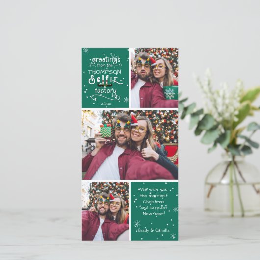 白色のELFie挨拶と変更できる緑の色 シーズンカード (スタンド正面)