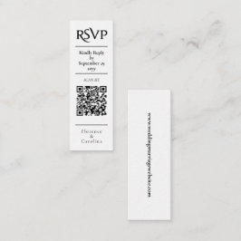 白色のRSVP QRコード結婚の予算囲みカード スキニー名刺