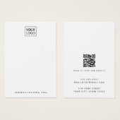 白色または任意の色のロゴQRイヤリングディスプレイカード (正面&裏面)