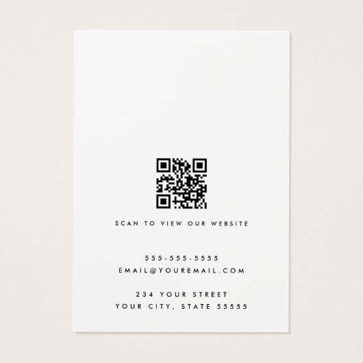 白色または任意の色のロゴQRイヤリングディスプレイカード (裏面)