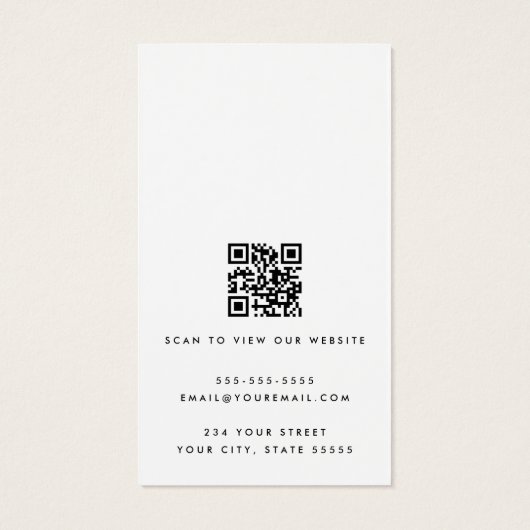 白色または任意の色のロゴQRイヤリングディスプレイカード (裏面)