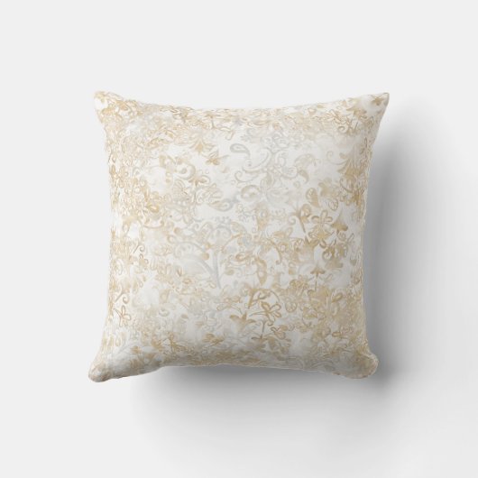 白色アイボリーヴィンテージ花柄 クッション (裏面)