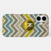 白色イエローグレーブルーモザイクシェブロンズ宝石モングラム Case-Mate iPhoneケース (裏面 (横))