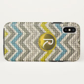 白色イエローグレーブルーモザイクシェブロンズ宝石モングラム Case-Mate iPhoneケース (裏面(横))