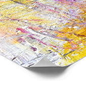 白色イエローピンク抽象芸術絵画ズ ポスター (角)