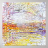 白色イエローピンク抽象芸術絵画ズ ポスター (正面)