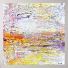 白色イエローピンク抽象芸術絵画ズ ポスター