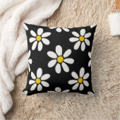白色イエローブラックデイジーパターン クッション (ブランケット)