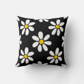 白色イエローブラックデイジーパターン クッション (裏面)