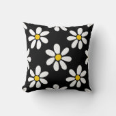 白色イエローブラックデイジーパターン クッション (正面)