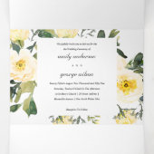 白色イエロー牡丹フローラ水色結婚の 三つ折り招待状 (内部中)