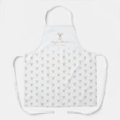 白色エレガント金ゴールドシザー模様のヘアサロンロゴ エプロン (正面)