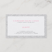 白色グリッターとキラキラのピンクのアクセント 名刺 (裏面)