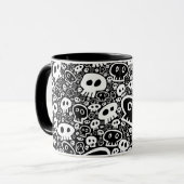 白色スカルパターン マグカップ (正面左)