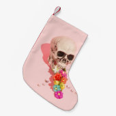 白色スカル中心片 スモールクリスマスストッキング (正面 (吊り時))