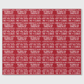 白色タイポグラフィお祝いおめでとうオンレッド ラッピングペーパー (フラット)