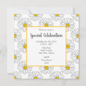 白色デイジーと白色デイジーパターン 招待状 (裏面)
