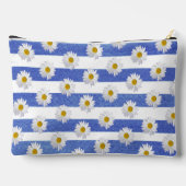 白色デイジーオンウォーター色ブルーストライプ色 アクセサリーポーチ (裏面)