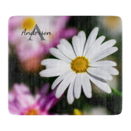 白色デイジーガラス製板 カッティングボード