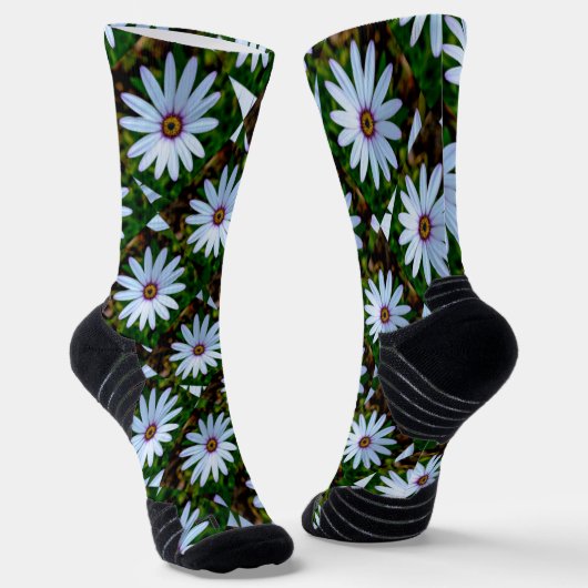 白色デイジーパターン ソックス (傾斜あり)