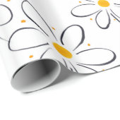 白色デイジーパターン ラッピングペーパー (ロールコーナー)