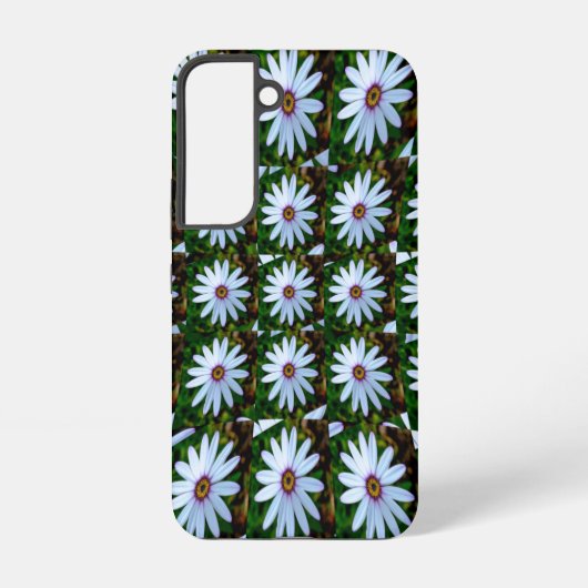 白色デイジーパターン SAMSUNG GALAXYケース (裏面)
