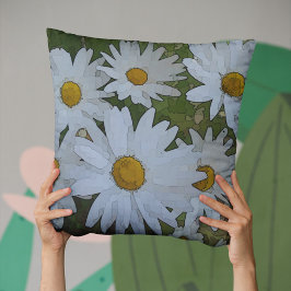 白色デイジー抽象芸術 クッション
