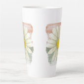 白色デイジー水色 カフェラテマグ (正面)