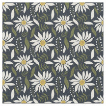 白色デイジー青色花柄