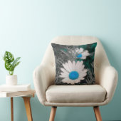 白色デイジー（青）装飾用クッション*リバーシブル* クッション (椅子)