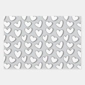 白色ハートパターンのラッピング紙 ラッピングペーパーシート (正面2)
