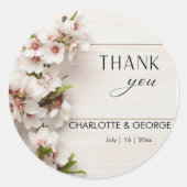白色ピンクフローラ |結婚式の引き出物 ラウンドシール (正面)