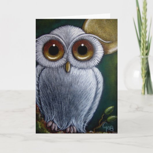 白色ファンタジーベビーフクロウカード カード (正面)