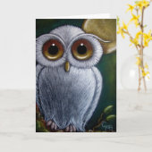 白色ファンタジーベビーフクロウカード カード (黄色い花)