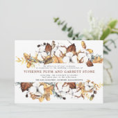 白色フローラと金ゴールド葉の秋の結婚式 招待状 (スタンド正面)