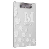 白色フローラエンボス名イニシャル パーソナライズされた クリップボード (右)