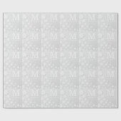 白色フローラエンボス名イニシャル パーソナライズされた ラッピングペーパー (フラット)