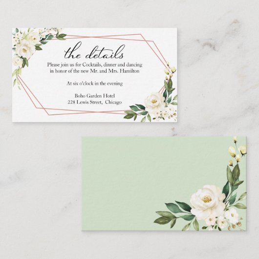 白色フローラジオメト結婚リ詳細エンクロージャ エンクロージャーカード (正面/裏面)